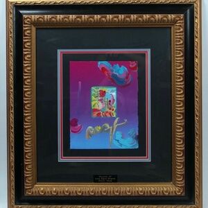 PETER MAX "PROFILE II" ORIGINAL ACRYLIC MIXED MEDIA ON PAPER SIGNED 2007 COA
